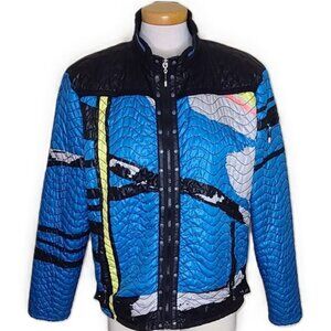 jamie sadock Zip Front High Neck Geometric Quilted Jacket